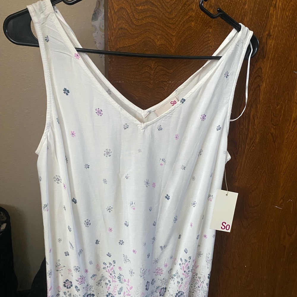 SO White and Pink Tank Top with Sparkling Details